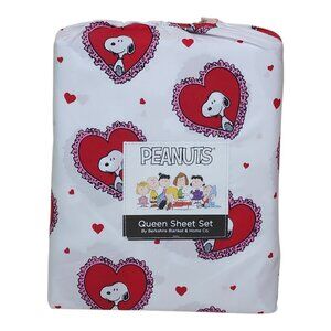 Peanuts Snoopy Queen Sheet Set By Berkshire Valentines Day Red Hearts